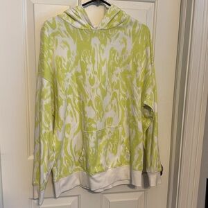 BP Hoodie Sweatshirt Cream Green Brush Stroke Marble Casual Oversized Sz M